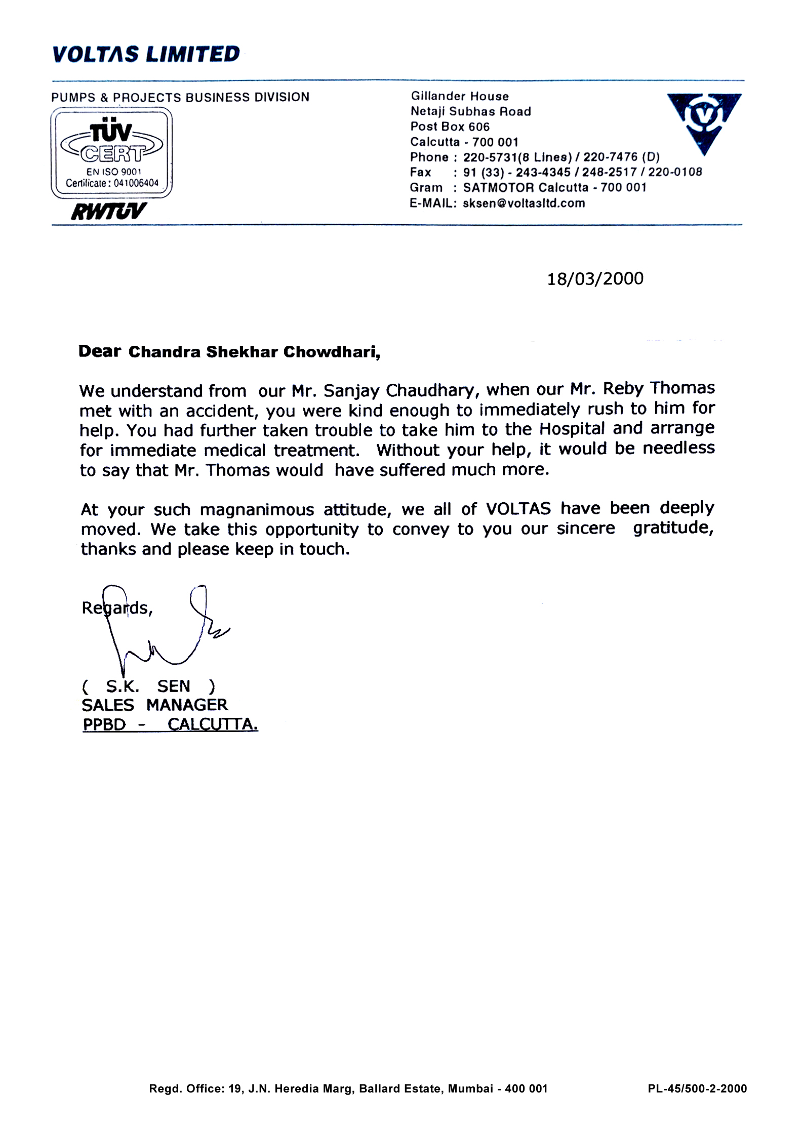 my voltas humanitarian letter